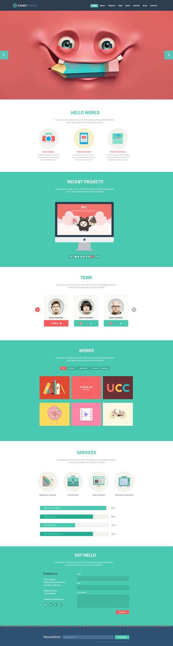 Candy - Flat Onepage Responsive HTML5 Template - 1